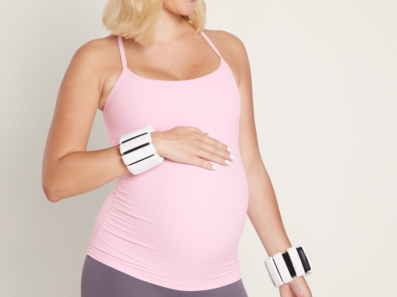 Women's Y Back Maternity Tank - Ruched Sides Pink Peony