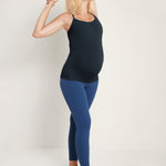 Women's Y Back Maternity Tank - Ruched Sides Blue Ashes