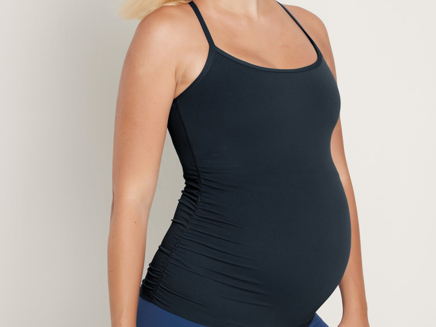 Women's Y Back Maternity Tank - Ruched Sides Mysterious Grey