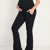Women's Maternity Flare Leggings with Pockets 31" Coffee Brown