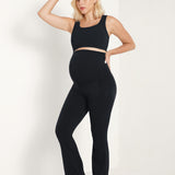 Women's Maternity Flare Leggings with Pockets 31" Coffee Brown