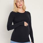 Women's Crewneck Maternity Long Sleeve Shirts White