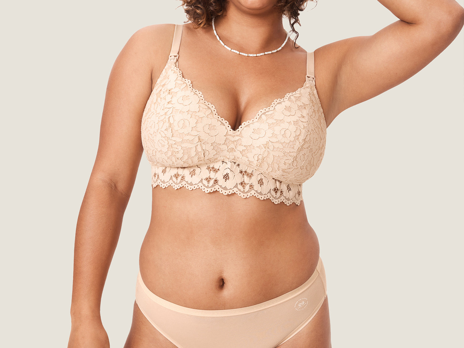 Women's Supportive Lace Nursing Bralette Beige